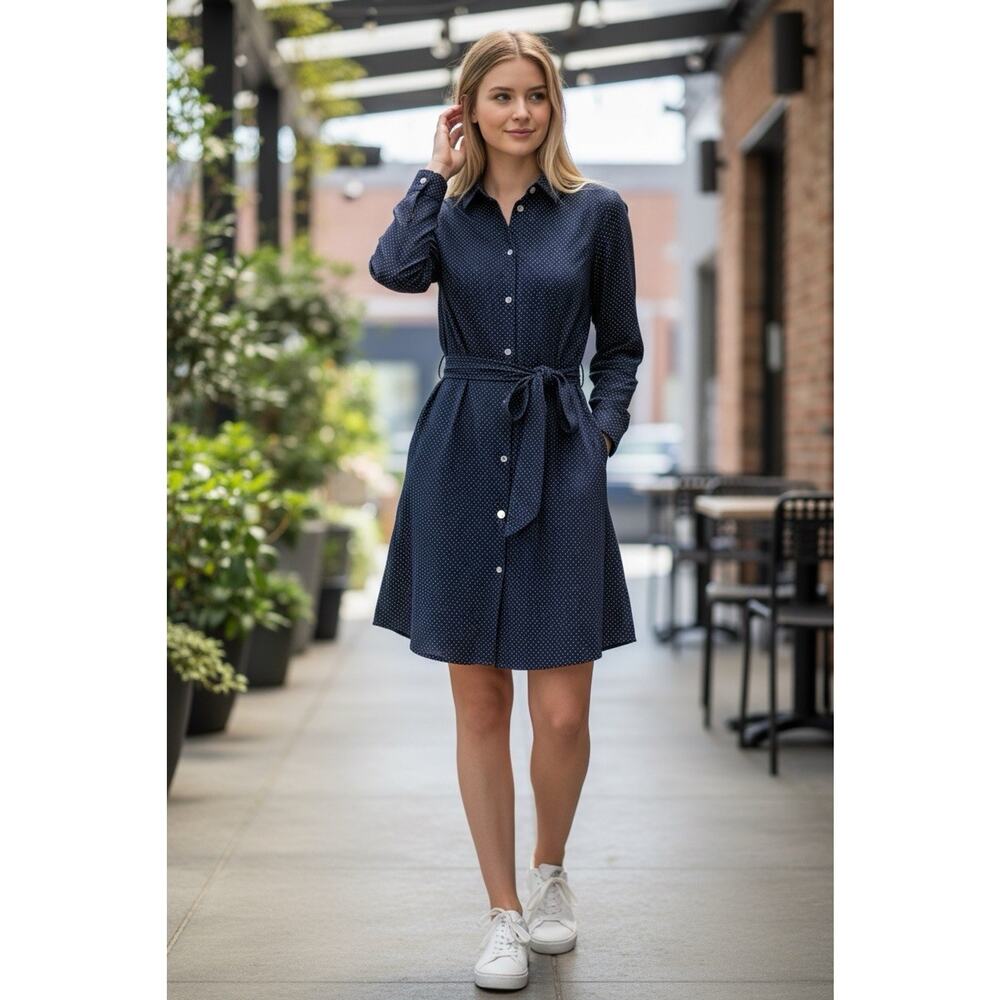 Anthropologie X Bell Fine Garments Long Sleeve Polka Dot Dress Timeless Chic